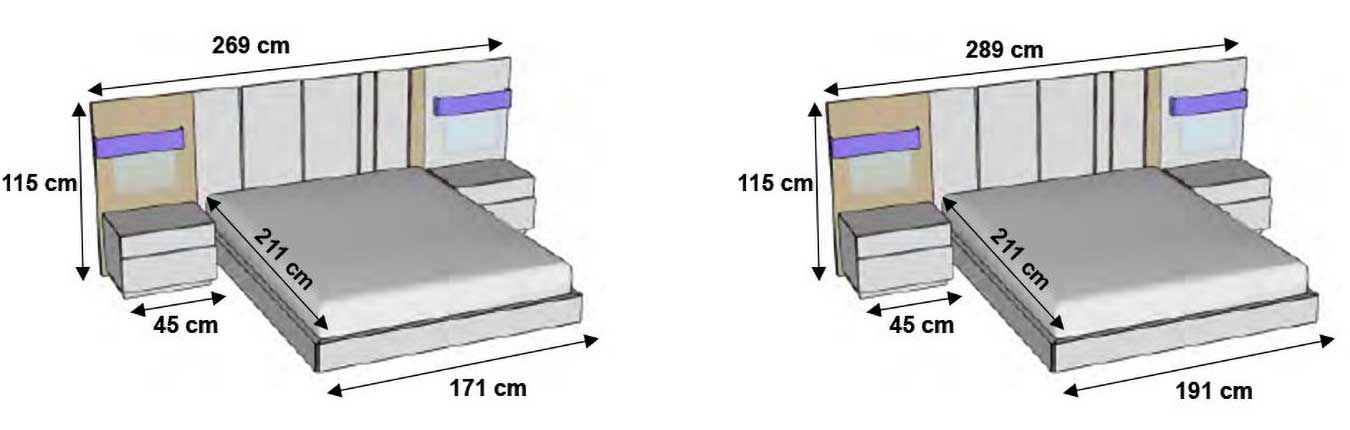 dimensions des lit coffre 160x200 et 180x200